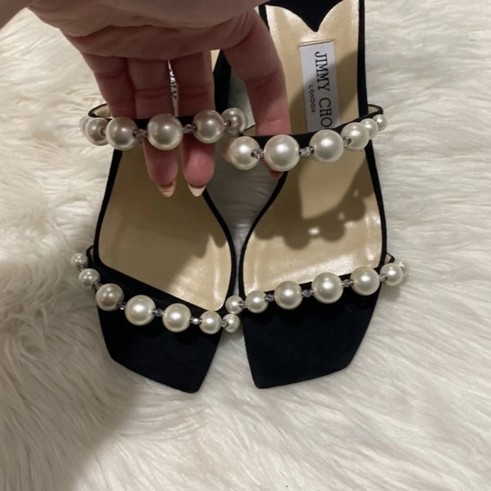 New Jimmy Choo Amara Embellished slide sandal‎ size 38.5EU